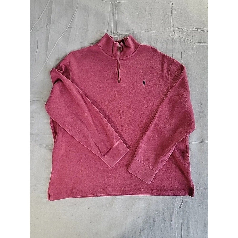 Polo Ralph Lauren Quarter Zip Pullover Mens XXL Red Cotton Mock Neck Sweater
